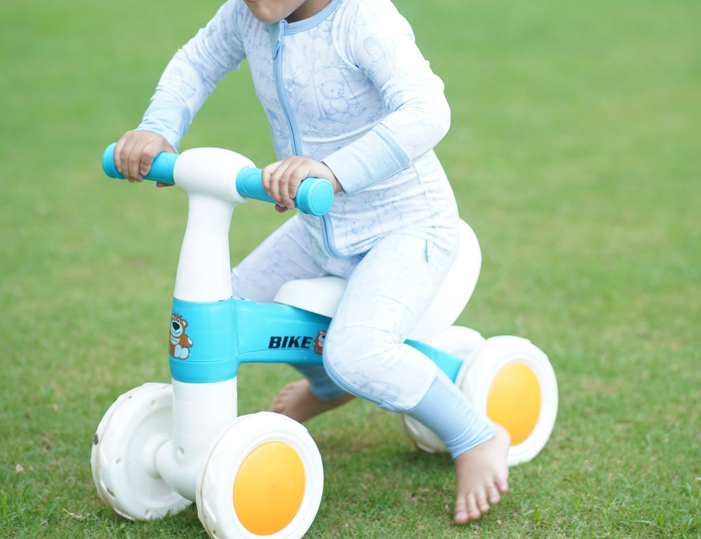 Footless Romper - Little Blue Teddy