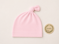 Bambélis organic bamboo knotted hat, Petal Pink print — front view