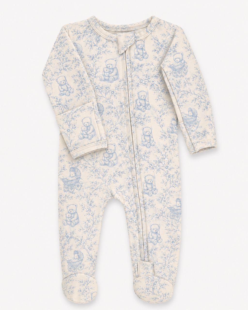 Footed Romper - Little Blue Teddy