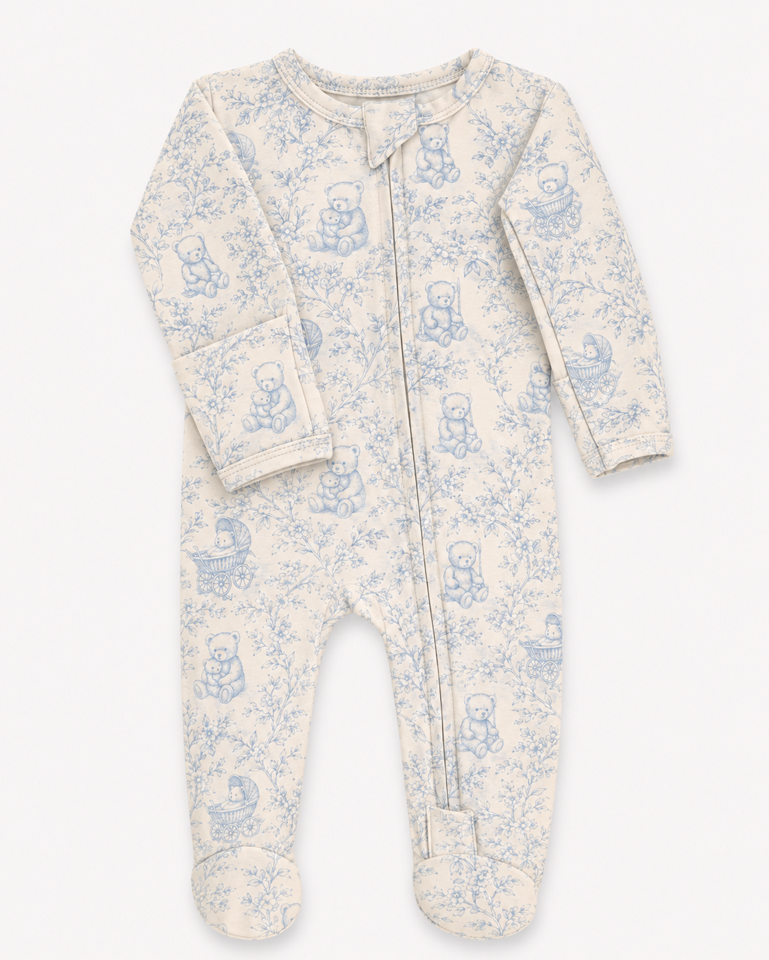 Footed Romper - Little Blue Teddy