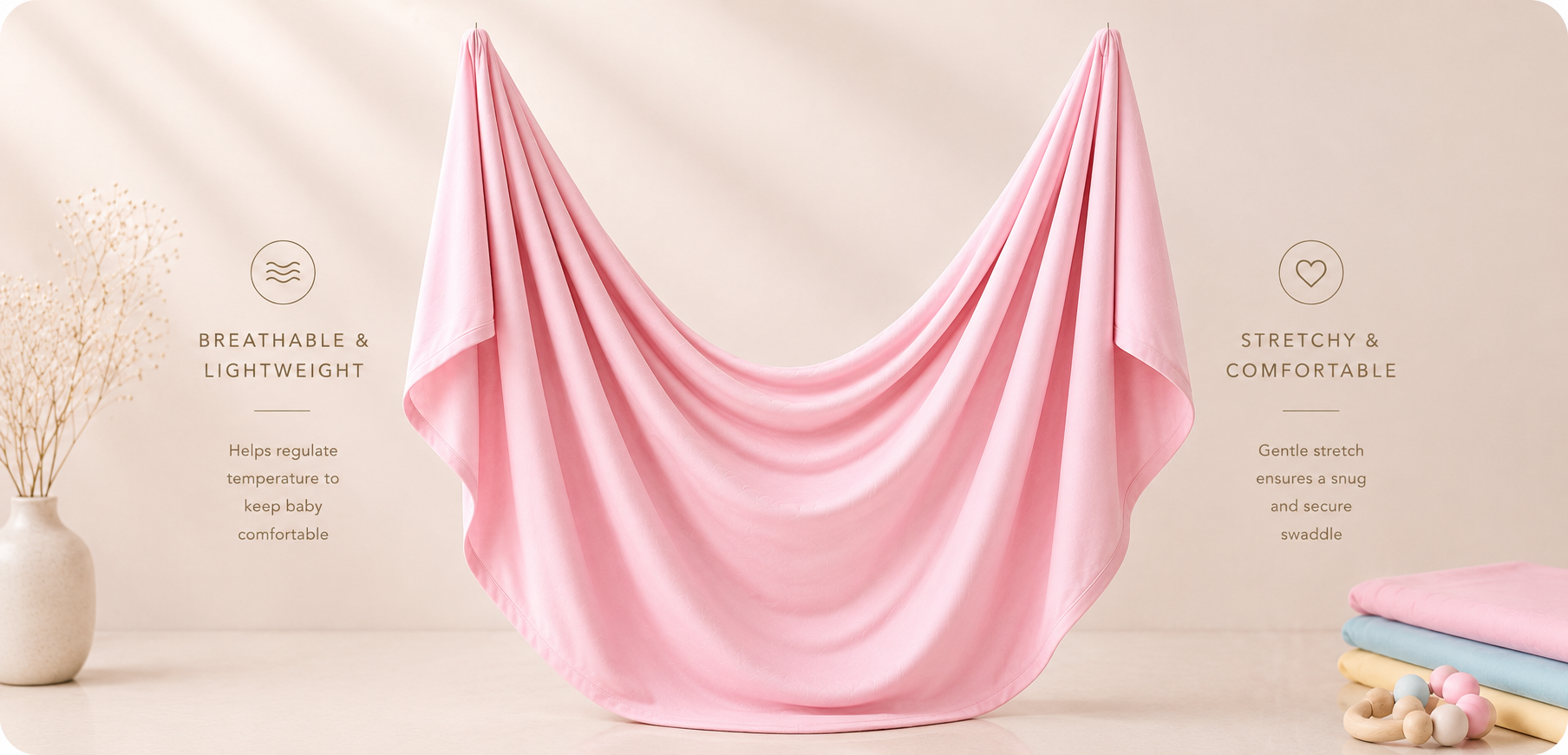 Bambélis oversized organic bamboo stretchy swaddle blanket for newborns